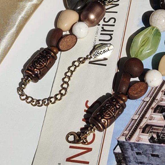 Bocar 2 Layer Statement Chunky Beaded Fashion Collar Necklace for Women Gifts, 1 - Picture 4 of 6